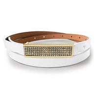 White Leather Belt With Gold Buckle