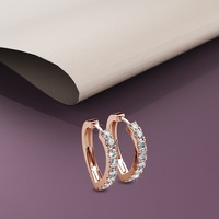 Rose Gold Craft Heart Huggie Earrings Embellished With SWAROVSKI® Crystals