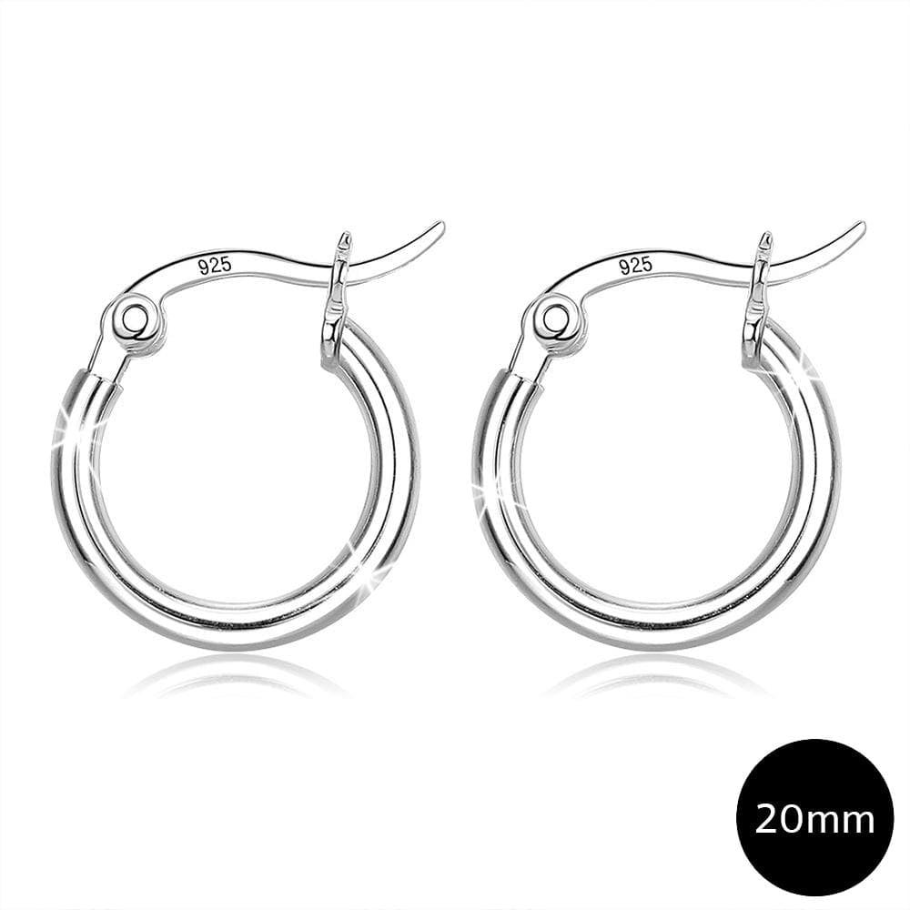 Solid 925 Sterling Silver Aesthetic Hoop Earrings