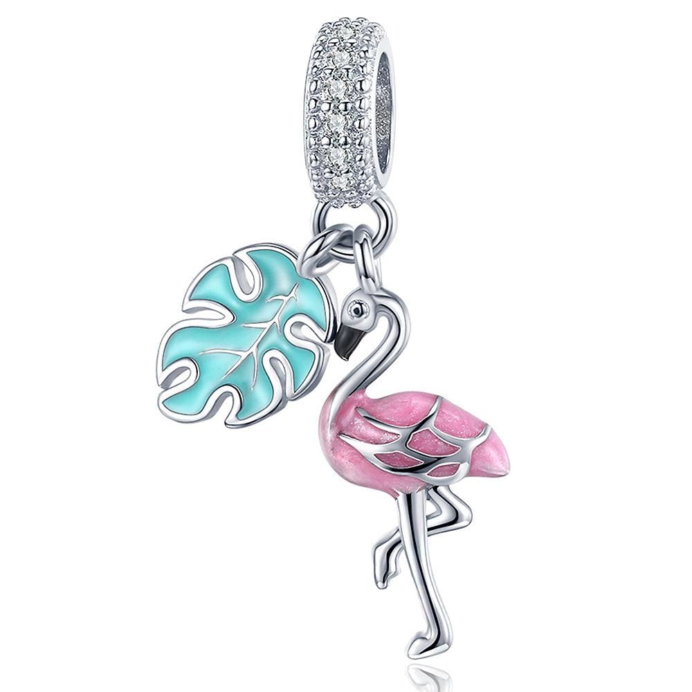 Solid 925 Sterling Silver Flamingo Animal Pandora Inspired Charm