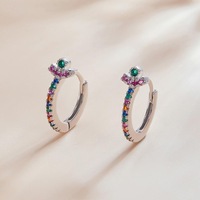 Solid 925 Sterling Silver Multicoloured Huggies Earrings
