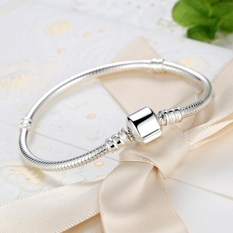 Buy Solid 925 Sterling Silver Pandora Inspired Barrel Clasp Snake Chain ...