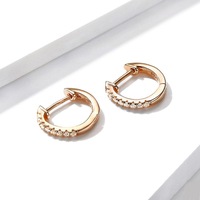 Solid 925 Sterling Silver Sparkling Zircon Rose Gold Huggie Earrings