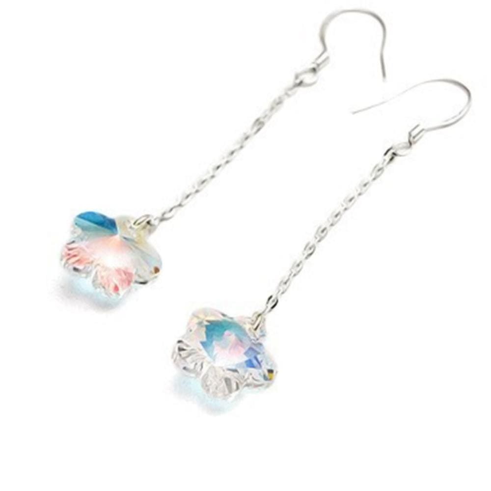 Solid 925 Sterling Silver Star Blush Dangle Earrings Embellished with SWAROVSKI® crystals