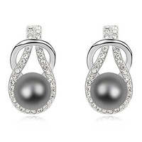 Pearl Drop Earrings Tahitian Embellished with SWAROVSKI® Crystals Pearls