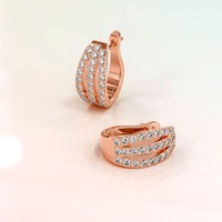Three-Row Latch-Back Rose Gold Earrings Embellished with SWAROVSKI® Crystals