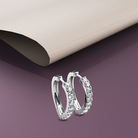 White Gold Craft Heart Huggie Earrings Embellished With SWAROVSKI® Crystals