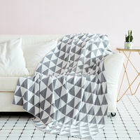 110*130cm Cozy Decorative Knit Woven Throw Blanket Sofa Throw Bed Throw Bed Blanket - Grey