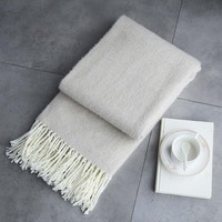 115*200cm Cozy Decorative Knit Woven Throw Blanket Sofa Throw Bed Throw Bed Blanket - Beige