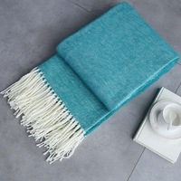 115*200cm Cozy Decorative Knit Woven Throw Blanket Sofa Throw Bed Throw Bed Blanket - Green
