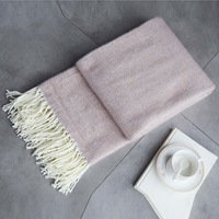 115*200cm Cozy Decorative Knit Woven Throw Blanket Sofa Throw Bed Throw Bed Blanket - Pink