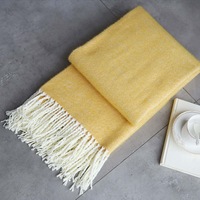 115*200cm Cozy Decorative Knit Woven Throw Blanket Sofa Throw Bed Throw Bed Blanket - Yellow