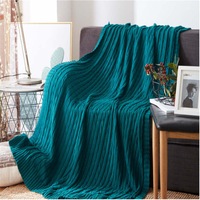 120*180cm Cozy Decorative Knit Woven Throw Blanket Sofa Throw Bed Throw Bed Blanket - Green