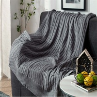 120*180cm Cozy Decorative Knit Woven Throw Blanket Sofa Throw Bed Throw Bed Blanket - Grey