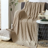 120*180cm Cozy Decorative Knit Woven Throw Blanket Sofa Throw Bed Throw Bed Blanket - Khaki