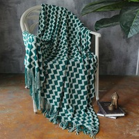 120*200cm Cozy Decorative Knit Woven Throw Blanket Sofa Throw Bed Throw Bed Blanket - Green