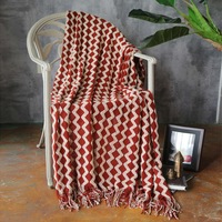 120*200cm Cozy Decorative Knit Woven Throw Blanket Sofa Throw Bed Throw Bed Blanket - Red