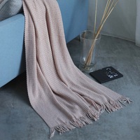 120*240cm Cozy Decorative Knit Woven Throw Blanket Sofa Throw Bed Throw Bed Blanket - Pink