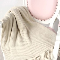125*150cm Cozy Decorative Knit Woven Throw Blanket Sofa Throw Bed Throw Bed Blanket - Beige