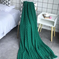 125*200cm Cozy Decorative Knit Woven Throw Blanket Sofa Throw Bed Throw Bed Blanket - Green
