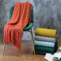 125*200cm Cozy Decorative Knit Woven Throw Blanket Sofa Throw Bed Throw Bed Blanket