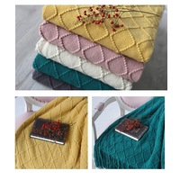 127*210cm Cozy Decorative Knit Woven Throw Blanket Sofa Throw Bed Throw Bed Blanket