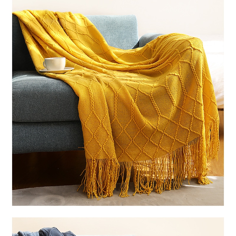 Buy 127x152cm Cozy Decorative Knit Woven Throw Blanket Sofa Throw Bed ...