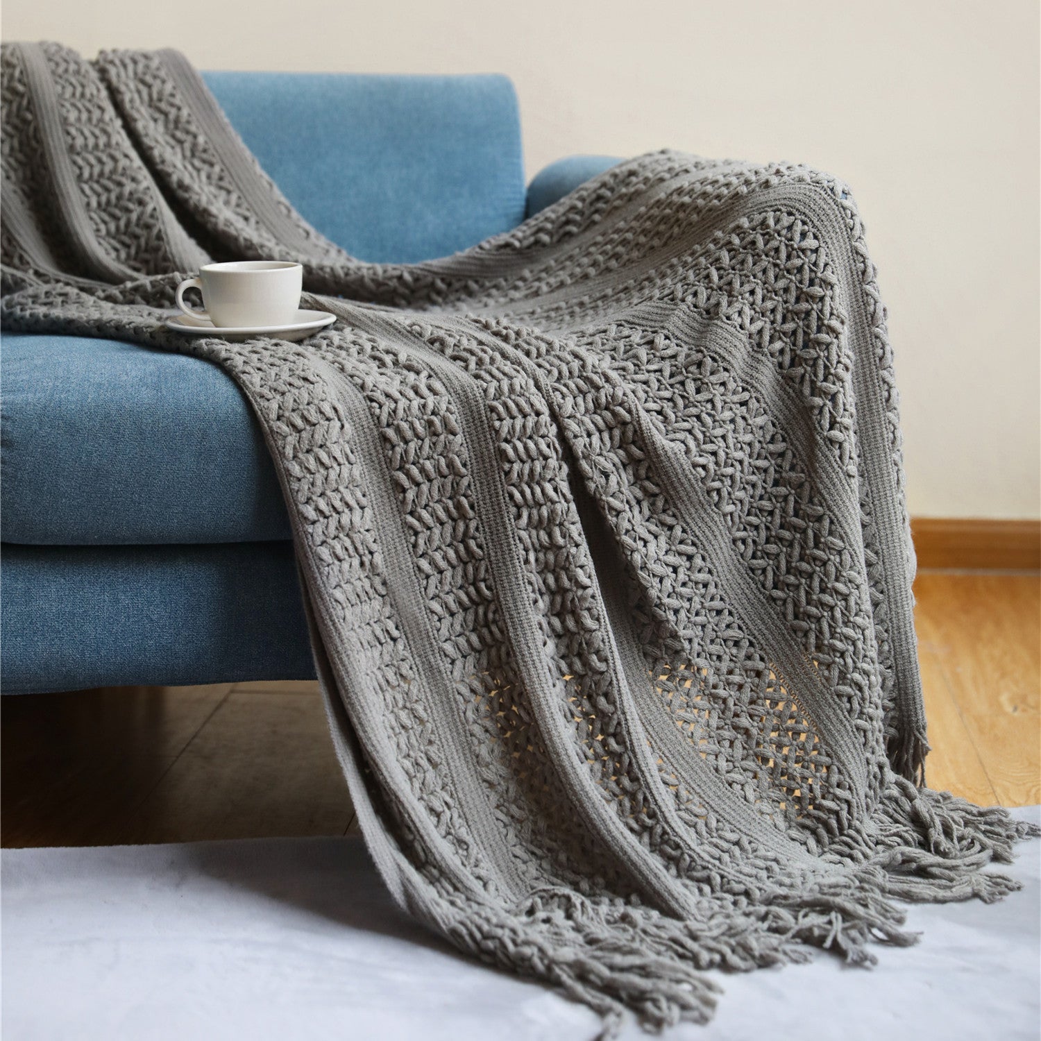 127x152cm Cozy Decorative Knit Woven Throw Blanket Sofa Throw Bed Throw Bed Blanket