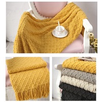 130*150cm Cozy Decorative Knit Woven Throw Blanket Sofa Throw Bed Throw Bed Blanket