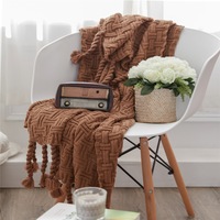 130*160cm Cozy Decorative Knit Woven Throw Blanket Sofa Throw Bed Throw Bed Blanket