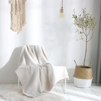 130*160cm Cozy Decorative Knit Woven Throw Blanket Sofa Throw Bed Throw Bed Blanket