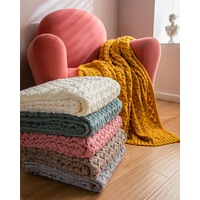 130*160cm Cozy Decorative Knit Woven Throw Blanket Sofa Throw Bed Throw Bed Blanket