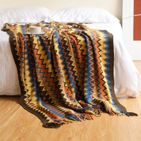 130*170cm Cozy Decorative Knit Woven Throw Blanket Sofa Throw Bed Throw Bed Blanket - Orange