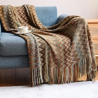 130*170cm Cozy Decorative Knit Woven Throw Blanket Sofa Throw Bed Throw Bed Blanket - Yellow