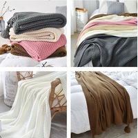 130*170cm Cozy Decorative Knit Woven Throw Blanket Sofa Throw Bed Throw Bed Blanket
