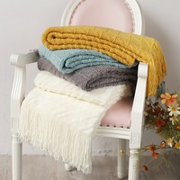 130*170cm Cozy Decorative Knit Woven Throw Blanket Sofa Throw Bed Throw Bed Blanket