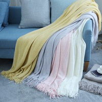130*170cm Cozy Decorative Knit Woven Throw Blanket Sofa Throw Bed Throw Bed Blanket