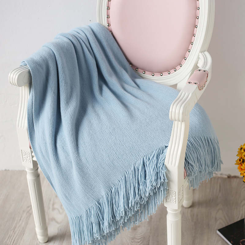 mydeal.com.au | Cozy Decorative Knit Woven Throw Blanket - Blue