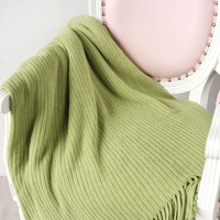 130*200cm Cozy Decorative Knit Woven Throw Blanket Sofa Throw Bed Throw Bed Blanket - Green