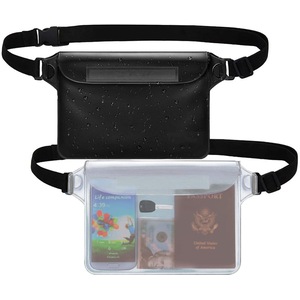 2 Pack Waterproof Pouch with Waist Strap Phone Bag for Boating Swimming Snorkeling Kayaking Beach Pool Water Park,Black and White