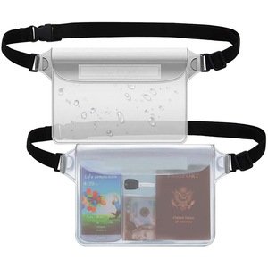 2 Pack Waterproof Pouch with Waist Strap Phone Bag for Boating Swimming Snorkeling Kayaking Beach Pool Water Park,White