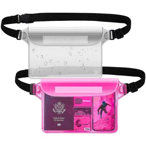 2 Pack Waterproof Pouch with Waist Strap Phone Bag for Boating Swimming Snorkeling Kayaking Beach Pool Water Park,White and Rose