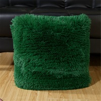 43*43cm Fluffy Decorative Throw Cushion Cover Pillow Cover Pillow Case for Sofa Couch Bed Chair Living Room Bedroom - Green