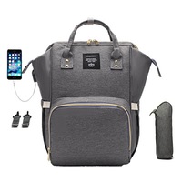 Large Capacity Baby Bag Diaper Bag Maternity Bag Mommy Bag Nappy Bag Stroller Bag with USB Charging Port,Grey