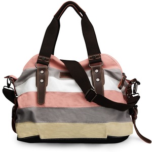 Canvas Handbag Multi-Color Striped Lattice Cross Body Shoulder Purse Bag Tote-Handbag for Women