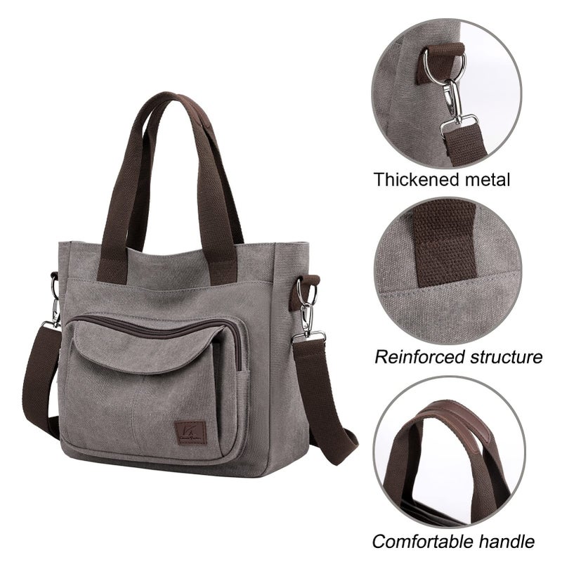 Handbags Canvas Crossbody Bag for Women, Multi Compartment Tote Purse Bags