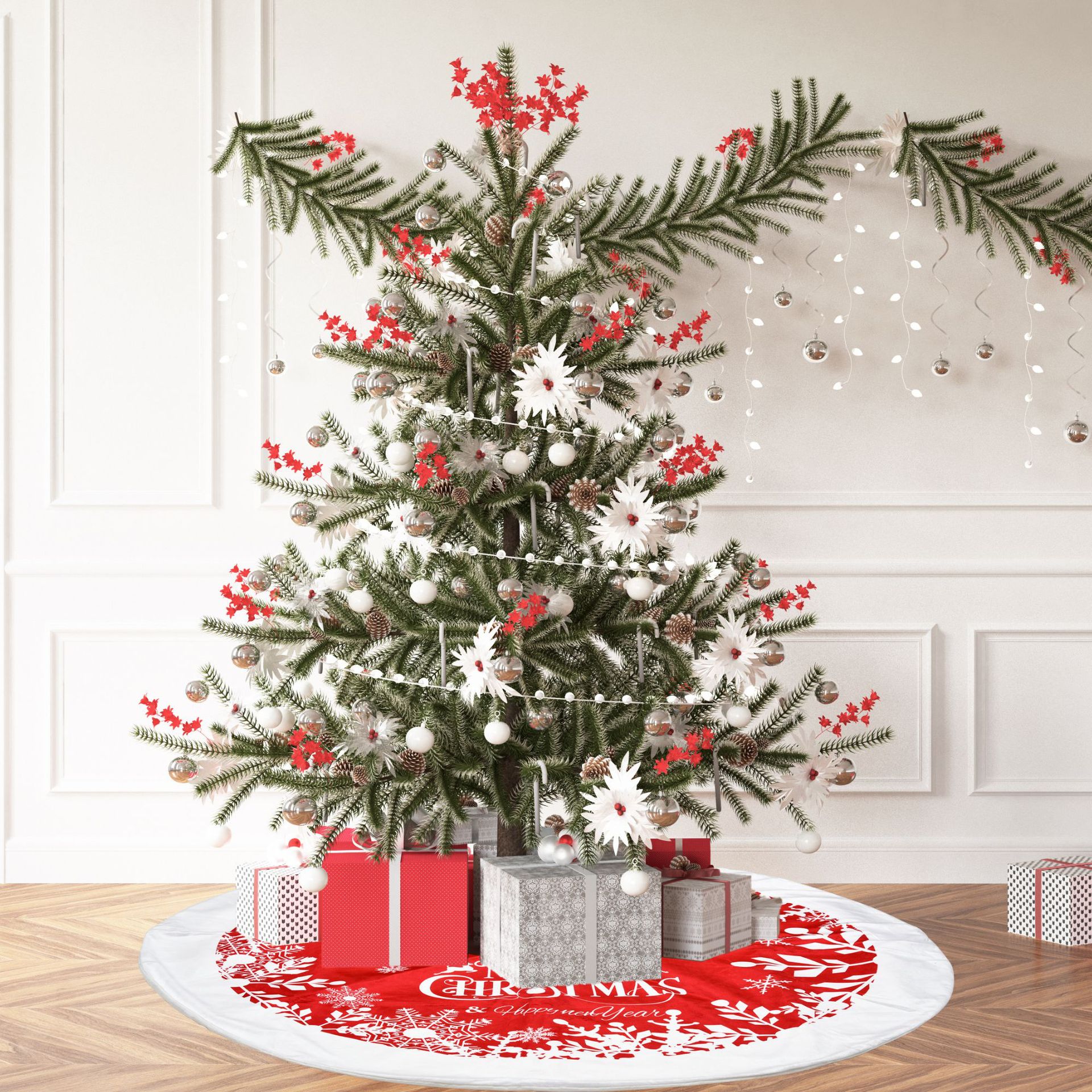 Christmas Family Holiday Party Decorations Tree Skirt,Diameter 90cm