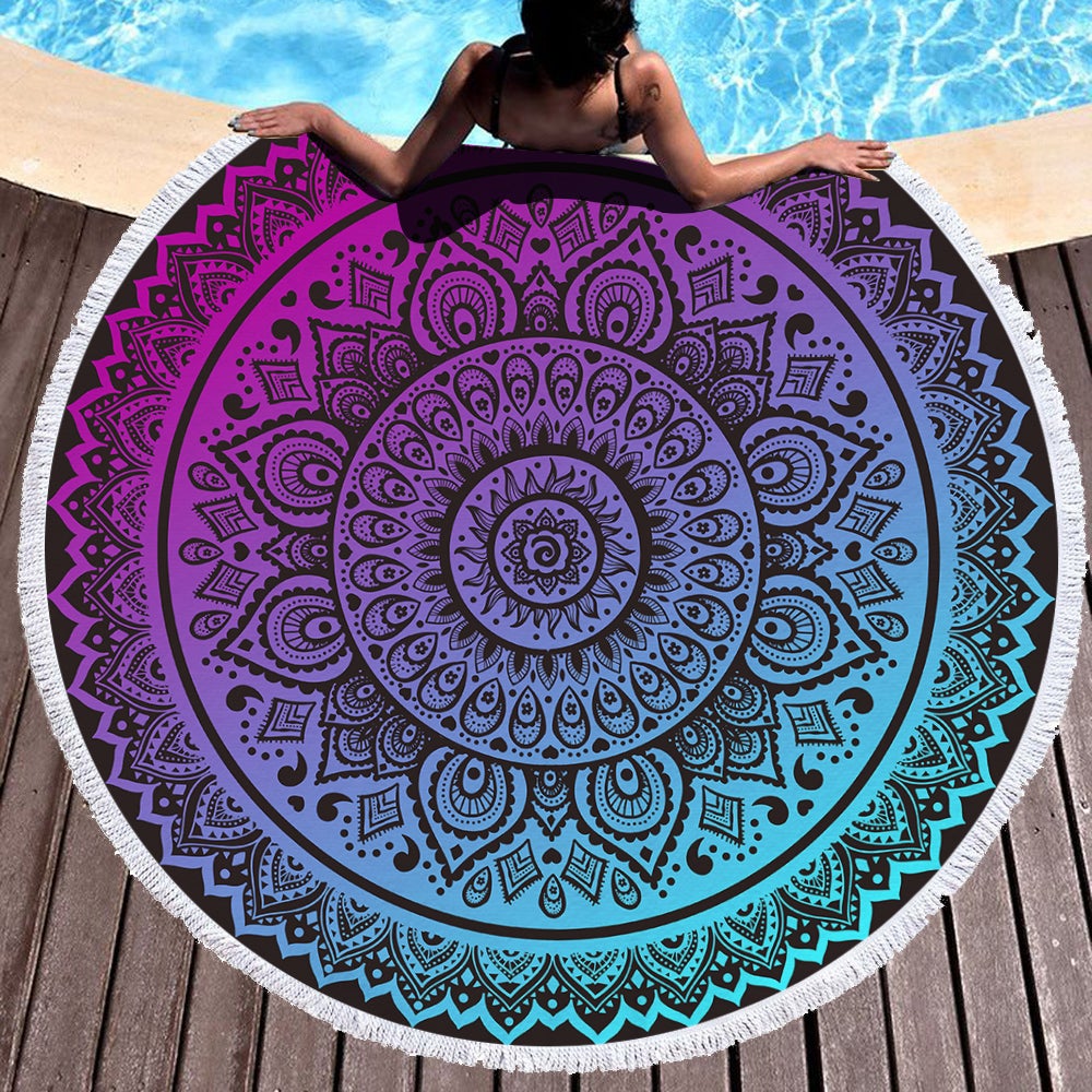 Classic Colored Kaleidoscope on Water Absorbent Sandproof Quick Dry Round Beach Towel Beach Blanket Beach Mat 59 Inches Diameter 40007-9