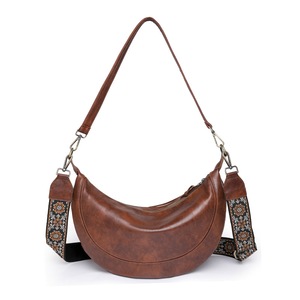 Crossbody Bag for Women Vegan Leather Handbag with Adjustable Guitar Strap,Dark Brown