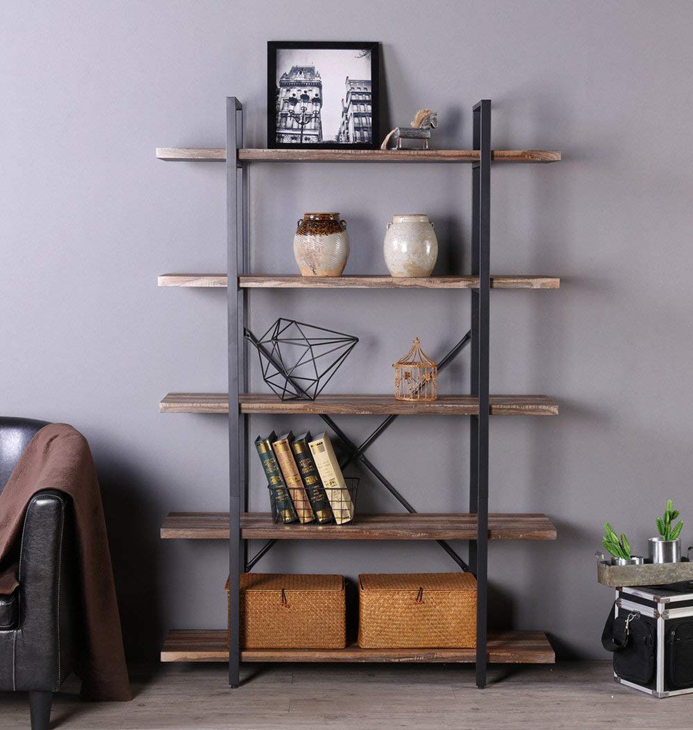 5 tier deals industrial bookshelf